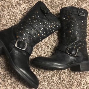 Rock n roll studded Leather Moto boots